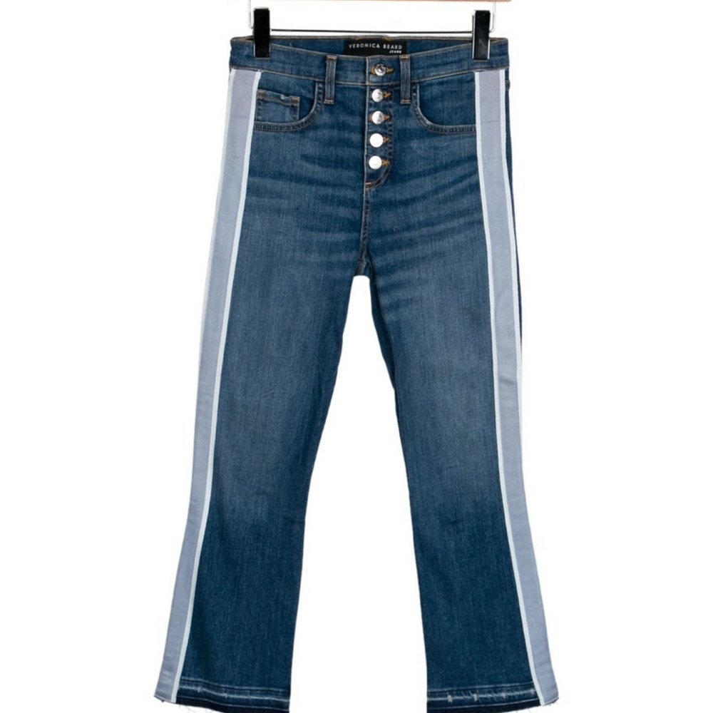 Veronica Beard Blue Denim Jeans with Light Blue Side Stripes